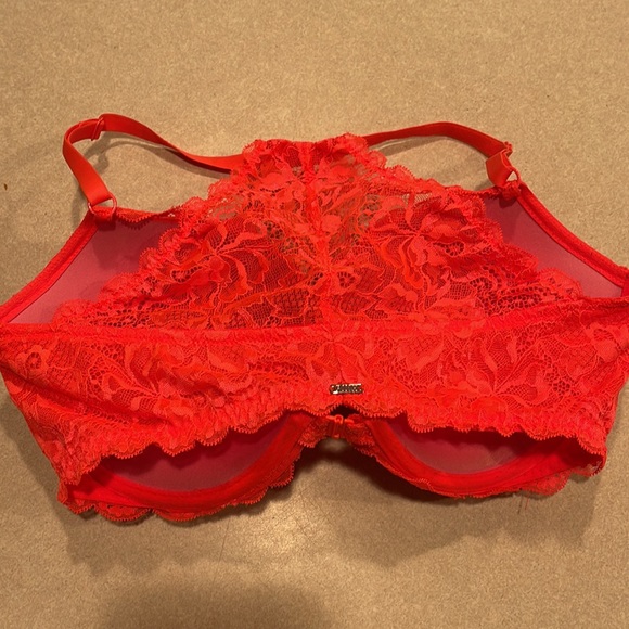 Pink by Victoria’s Secret orange lace push up Wired  racer back bra nwt - Picture 2 of 3